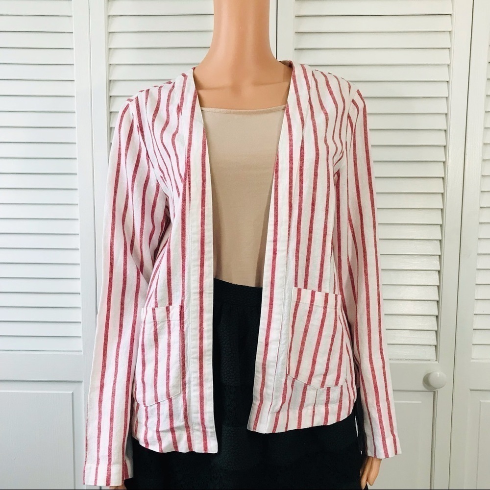 New SANCTUARY Enzyme Red Stripe Open Front Cardigan Size Small